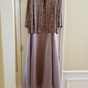 Alex Evenings Long 2-piece Embellished Dress & Jacket in Champagne 18W